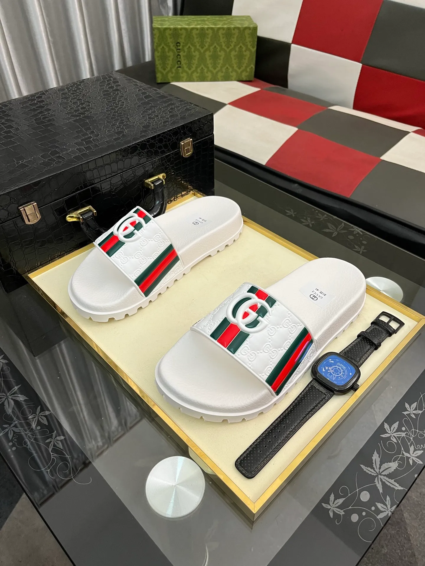 Men's men's shoes💰260⌚️⌚️ＧＵＣＣＩ.Gucci.Official website 1:1 popular slippers hot sale! Original original material 🩴 SIZE: 38-46 (45.46 non-refundable)